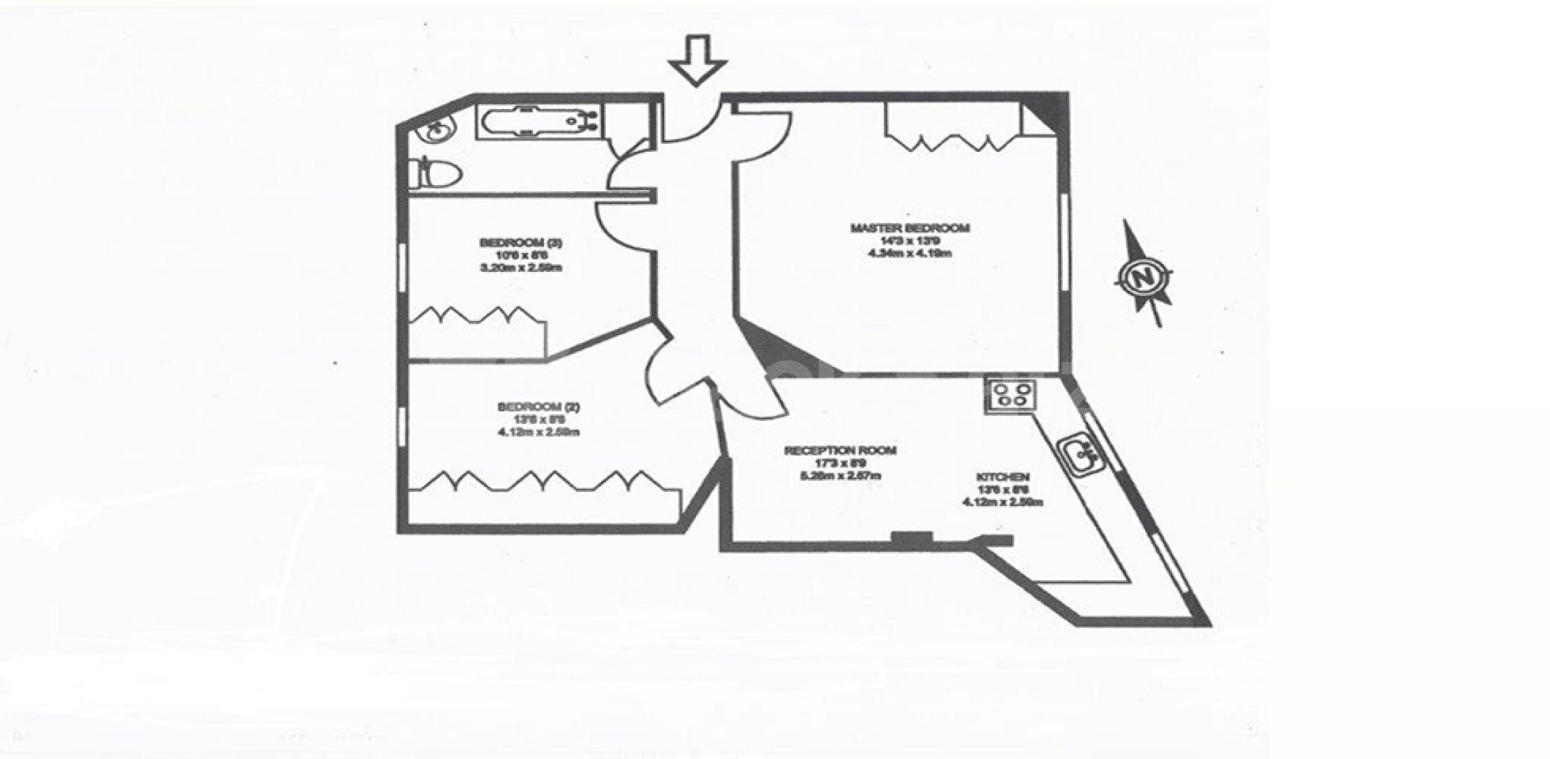 			LET , 3 Bedroom, 1 bath, 1 reception Apartment			 Park Mansions Langley Lane, Vauxhall